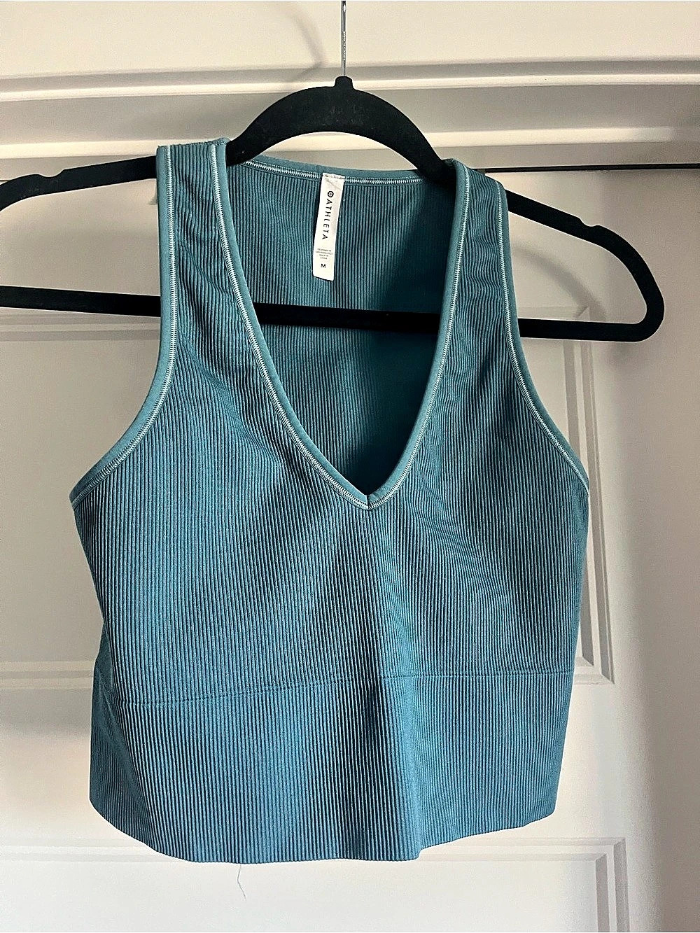 Athleta Aurora Seamless Crop Rib Tank Blue Medium
